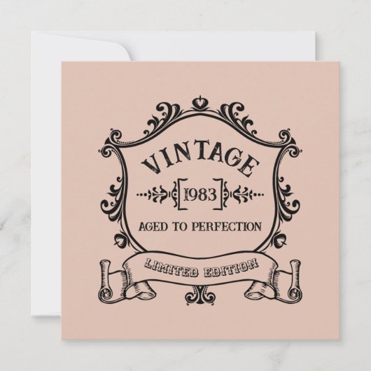 ヴィンテージイヤー 完璧に熟成した カスタム誕生年 招待状 (正面)