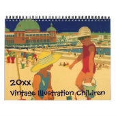 ヴィンテージイラストレーションおもしろいキッズとベビー遊ズ カレンダー (カバー)