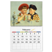 ヴィンテージイラストレーションおもしろいキッズとベビー遊ズ カレンダー (2月 2026)