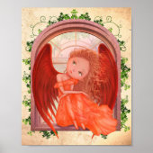 ヴィンテージイラストレーションかわいい妖精の天使の女の子 ポスター (正面)