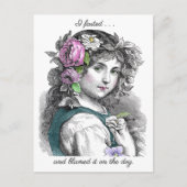 ヴィンテージイラストレーションかわいらしガールファルトおもしろい ポストカード (正面)