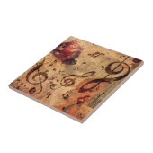 ヴィンテージイラストレーションとバラとバイオリン タイル (側面)