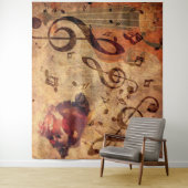 ヴィンテージイラストレーションとバラとバイオリン タペストリー (インサイチュ)