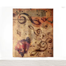 ヴィンテージイラストレーションとバラとバイオリン