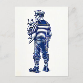 ヴィンテージイラストレーションのセーラー猫たち ポストカード