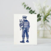 ヴィンテージイラストレーションのセーラー猫たち ポストカード (スタンド正面)