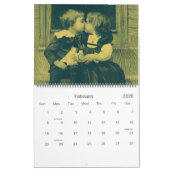 ヴィンテージイラストレーションの子とベビー カレンダー (2月 2026)