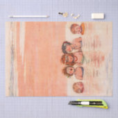 ヴィンテージイラストレーションの子のビーチ 薄葉紙 (クラフト)