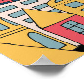 ヴィンテージイラストレーションの市の建物 ポスター (角)