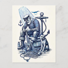 ヴィンテージイラストレーションの船乗り犬 ポストカード