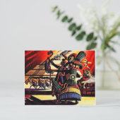 ヴィンテージイラストレーションの部族踊りカップル ポストカード (スタンド正面)