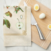 ヴィンテージイラストレーションアップルフルーツ植物性フローラ キッチンタオル (四つ折り)