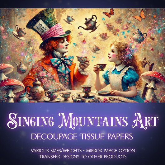 ヴィンテージイラストレーションアリス不機嫌帽子切り離 薄葉紙