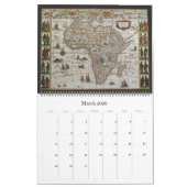 ヴィンテージイラストレーションアンティークワールドマップ カレンダー (3月 2026)