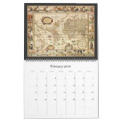 ヴィンテージイラストレーションアンティークワールドマップ カレンダー (2月 2026)