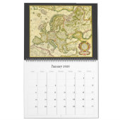 ヴィンテージイラストレーションアンティークワールドマップ カレンダー (1月 2026)