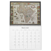 ヴィンテージイラストレーションアンティークワールドマップ カレンダー (3月 2026)