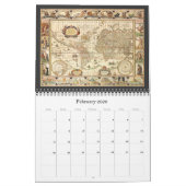 ヴィンテージイラストレーションアンティークワールドマップ カレンダー (2月 2026)