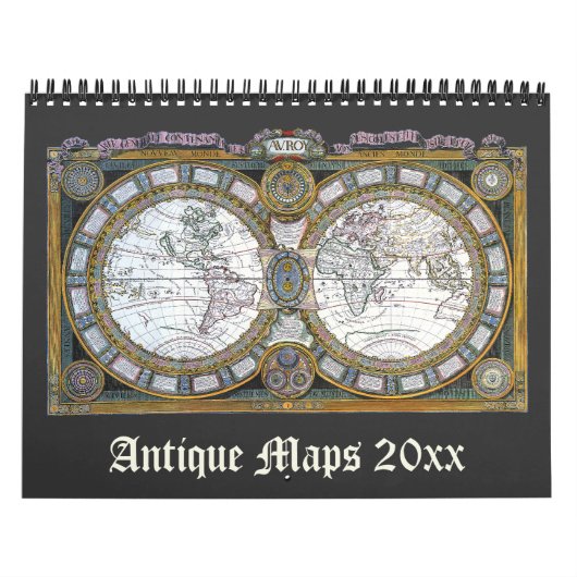 ヴィンテージイラストレーションアンティークワールドマップ カレンダー (カバー)