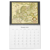 ヴィンテージイラストレーションアンティークワールドマップ カレンダー (1月 2026)