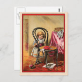 ヴィンテージイラストレーションアンティーク子のプライマー ポストカード (正面/裏面)