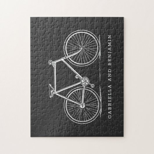 ヴィンテージイラストレーションインブラックパーソナライズされた ジグソーパズル (縦)