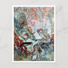 ヴィンテージイラストレーションエドムンドダラックマーメイドキング ポストカード