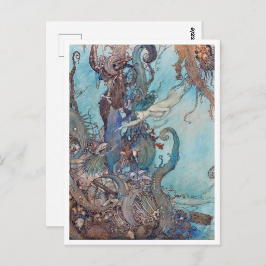 ヴィンテージイラストレーションエドムンドダラックリトルマーメイド ポストカード (正面/裏面)