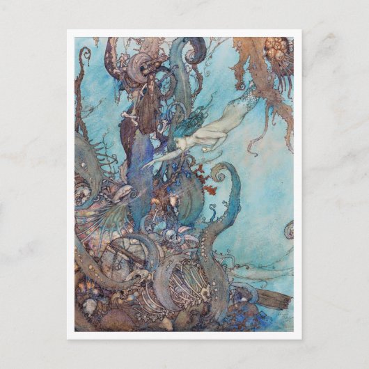 ヴィンテージイラストレーションエドムンドダラックリトルマーメイド ポストカード (正面)