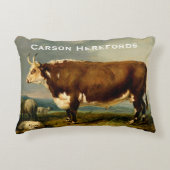ヴィンテージイラストレーションオブヘレフォードブル アクセントクッション (正面)