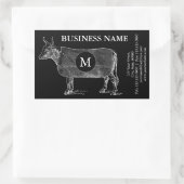 ヴィンテージイラストレーションカウブランケットモノグラムブラックS 長方形シール (バッグ)