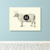 ヴィンテージイラストレーションカウモノグラムキャンバス キャンバスプリント (インサイチュ (ウッドフロア))
