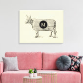 ヴィンテージイラストレーションカウモノグラムキャンバス キャンバスプリント (インサイチュ (リビング))
