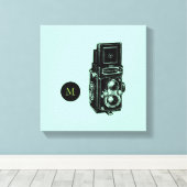 ヴィンテージイラストレーションカメラ1モノグラムキャンバス キャンバスプリント (インサイチュ (ウッドフロア))