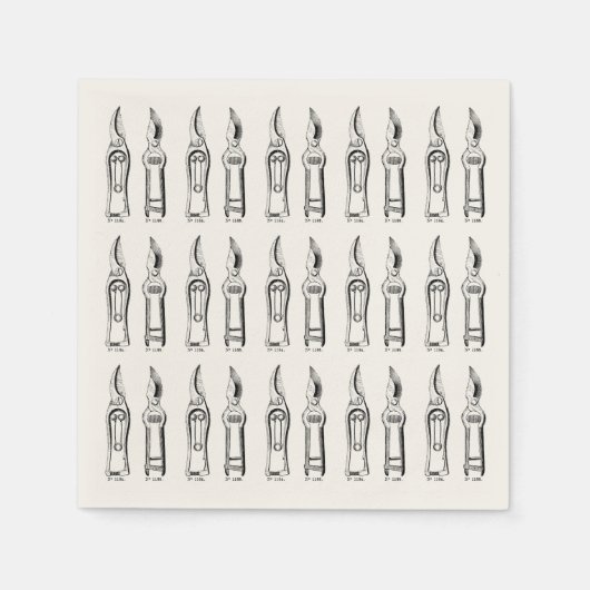 ヴィンテージイラストレーションガーデニングプナーズペーパーナプキン スタンダードカクテルナプキン (正面)