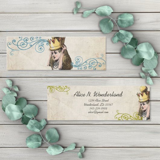 ヴィンテージイラストレーションガールクラウンの再生 スキニー名刺