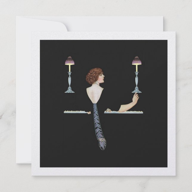 ヴィンテージイラストレーションガール遊ズピアノ (正面)