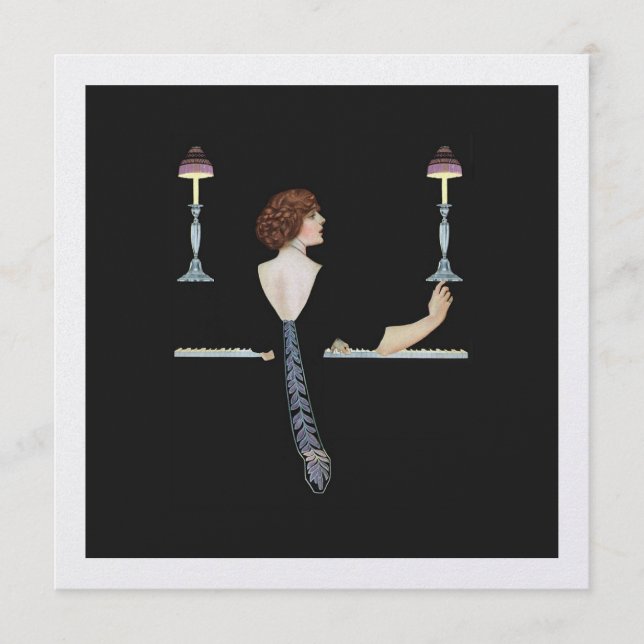 ヴィンテージイラストレーションガール遊ズピアノ (正面)