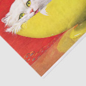 ヴィンテージイラストレーションキャットインイエローボウルのデコップページ 薄葉紙 (詳細)