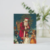 ヴィンテージイラストレーションクリスマスサンタ&チルドレン シーズンポストカード (スタンド正面)