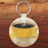 ヴィンテージイラストレーションコーヒーinイエローカップ キーホルダー (正面)