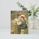 ヴィンテージイラストレーションサンタとその著書V2 シーズンポストカード (スタンド正面)