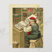 ヴィンテージイラストレーションサンタとその著書V2 シーズンポストカード (正面/裏面)