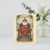 ヴィンテージイラストレーションサンタインアンティーク車 シーズンポストカード (スタンド正面)