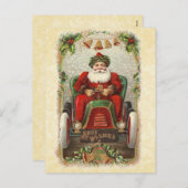 ヴィンテージイラストレーションサンタインアンティーク車 シーズンポストカード (正面/裏面)