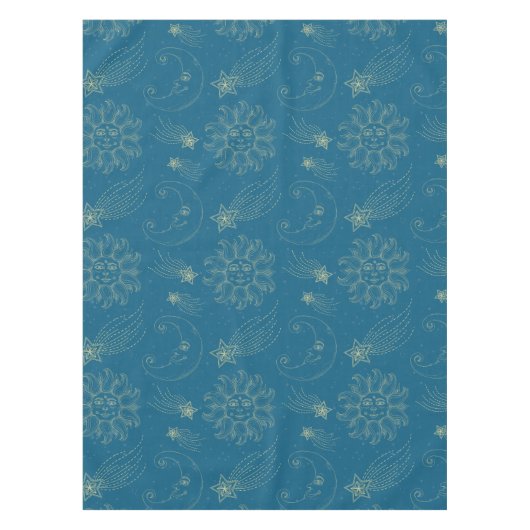 ヴィンテージイラストレーションサンムーンスターズ テーブルクロス (正面)