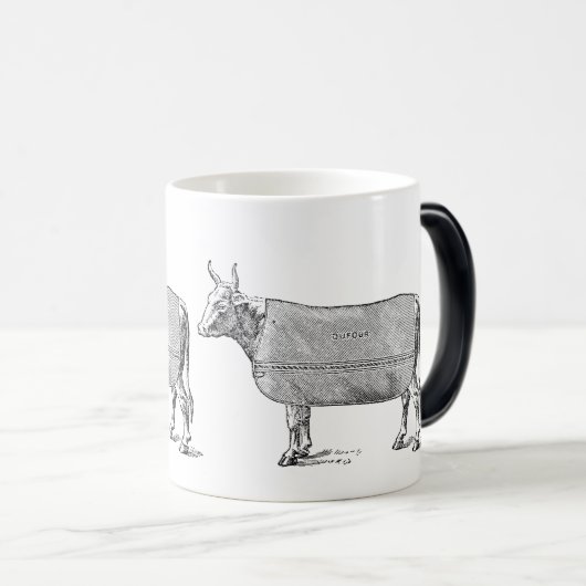ヴィンテージイラストレーションザ牛福祉マグカップ モーフィングマグカップ (正面右)