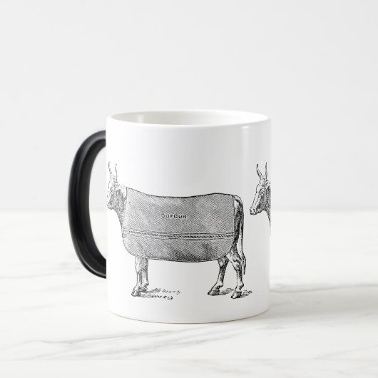 ヴィンテージイラストレーションザ牛福祉マグカップ モーフィングマグカップ (正面左)
