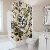 ヴィンテージイラストレーションスカルとcov シャワーカーテン (インサイチュ)