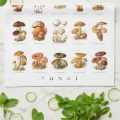 ヴィンテージイラストレーションチャート食用きのこ キッチンタオル (折り畳み)